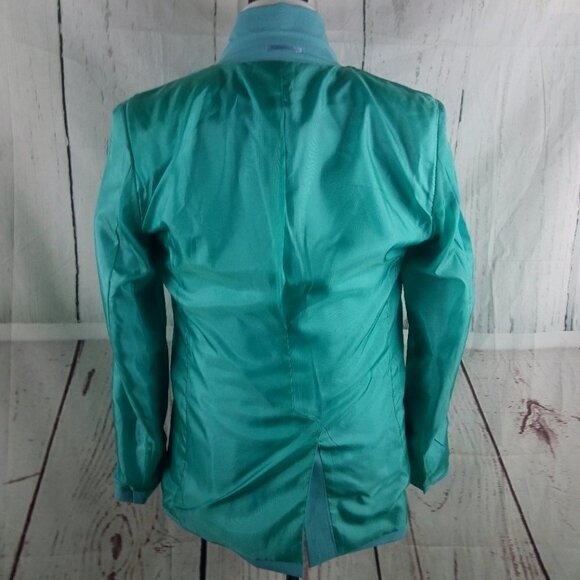 Boohoo Man 36R Polyester Blend Skinny 2 Button Teal 2pc Suit - Picture 15 of 15